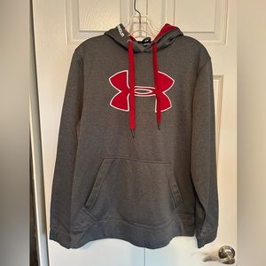 Under Armour Grey Hoodie with Maroon Logo, Adult‎ Size Medium